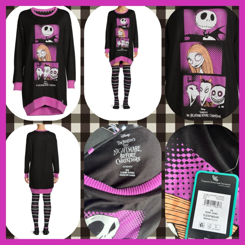 3X Disney's Women's Plus Nightmare Before Christmas Sleepshirt with Socks